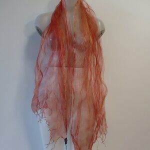 NWT Womens Fleurs Oversized Coral Silk Scarf